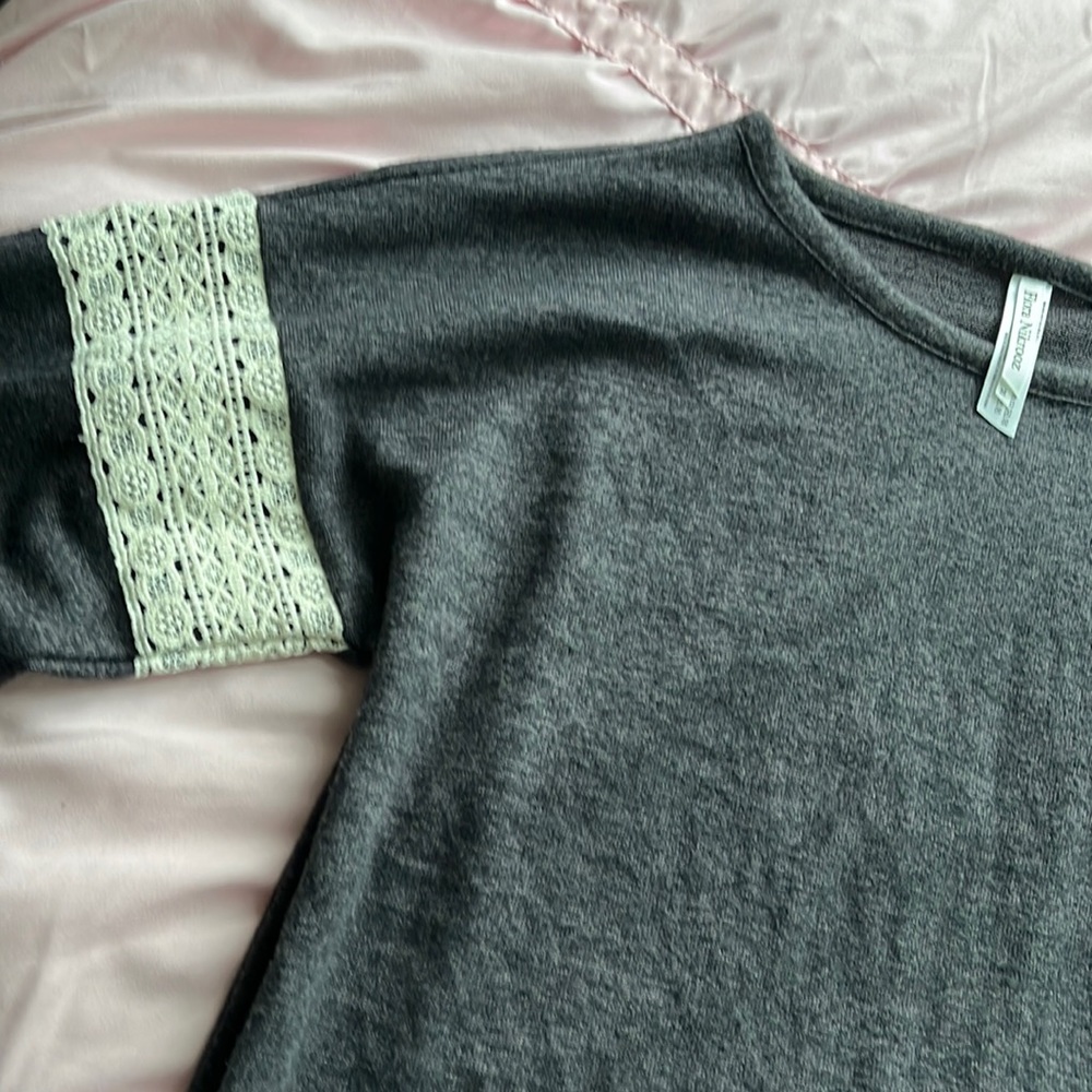 Cute gray long sleeve shirt blouse pajama shirt